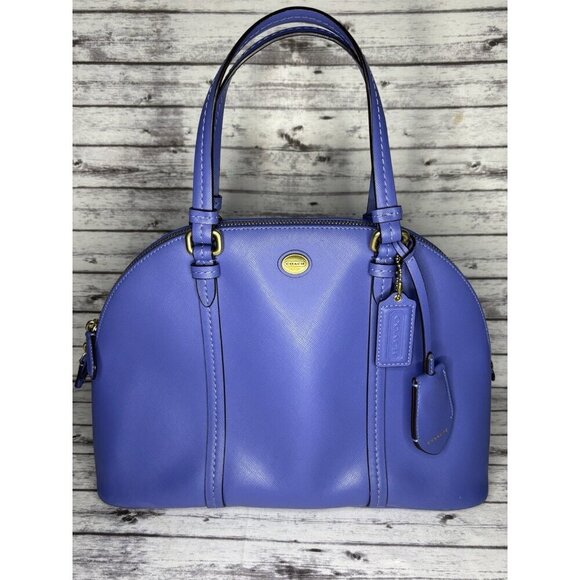Vintage Coach Peyton Leather Cora Domed Satchel F25671 SV/CERULEAN BLUE - Picture 2 of 16
